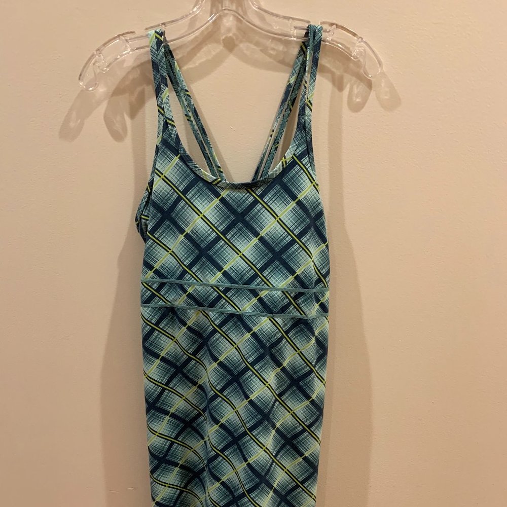 Title Nine Green Plaid Sun Dress XL Nylon Spandex